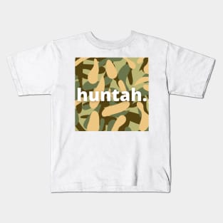 hawaii huntah slogan, hawaii pidign with camo background Kids T-Shirt